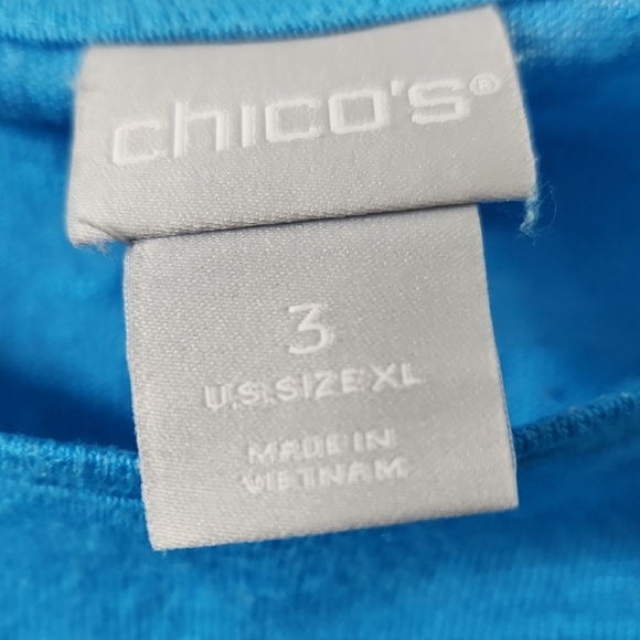 Chico's Bright Aqua Blue Flutter Sleeve Tunic - Picture 2 of 6